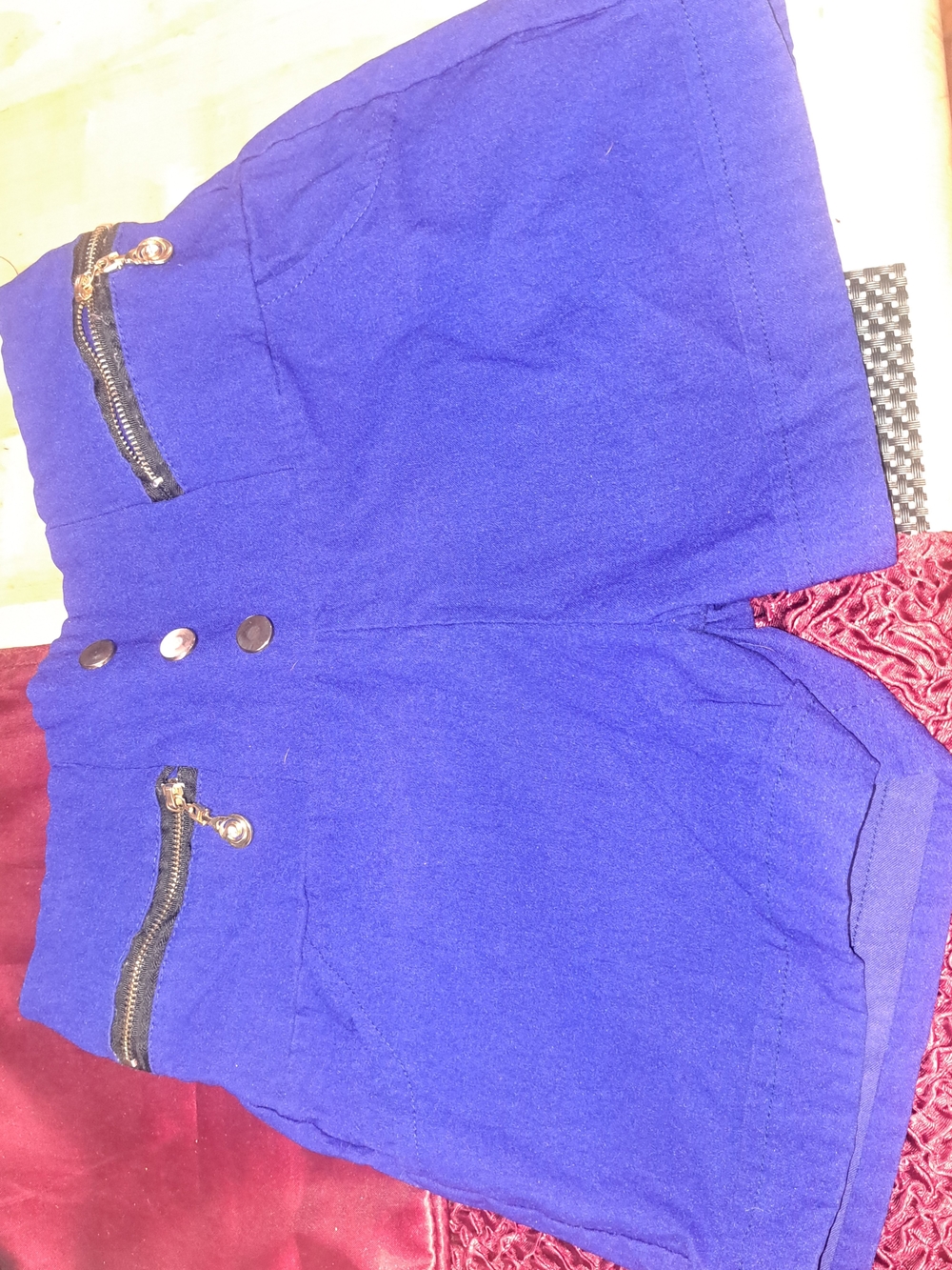 High-Waist Cobalt Blue Women's Shorts with Zip Accents Stretchy Say Xl But Med